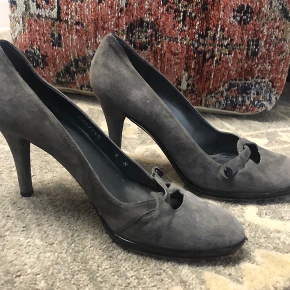 Stuart Weitzman Gray Leather Heels 7.5 - GUC/Used - Picture 3 of 12